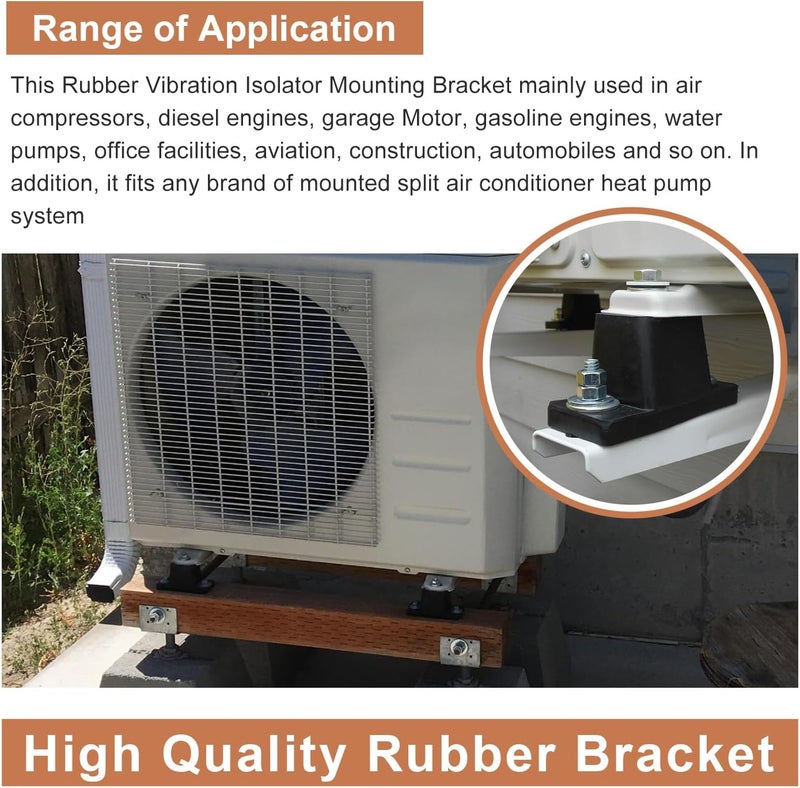 Powswopx Rubber Vibration Isolator Mounting Bracket for Outdoor Ductless Mini Split Air Conditioner Condensers - 4 Pack Air Conditioner Mounting Bracket - Image 4